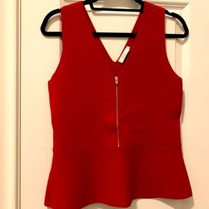 ALC Red Knit Peplum Top with Zipper